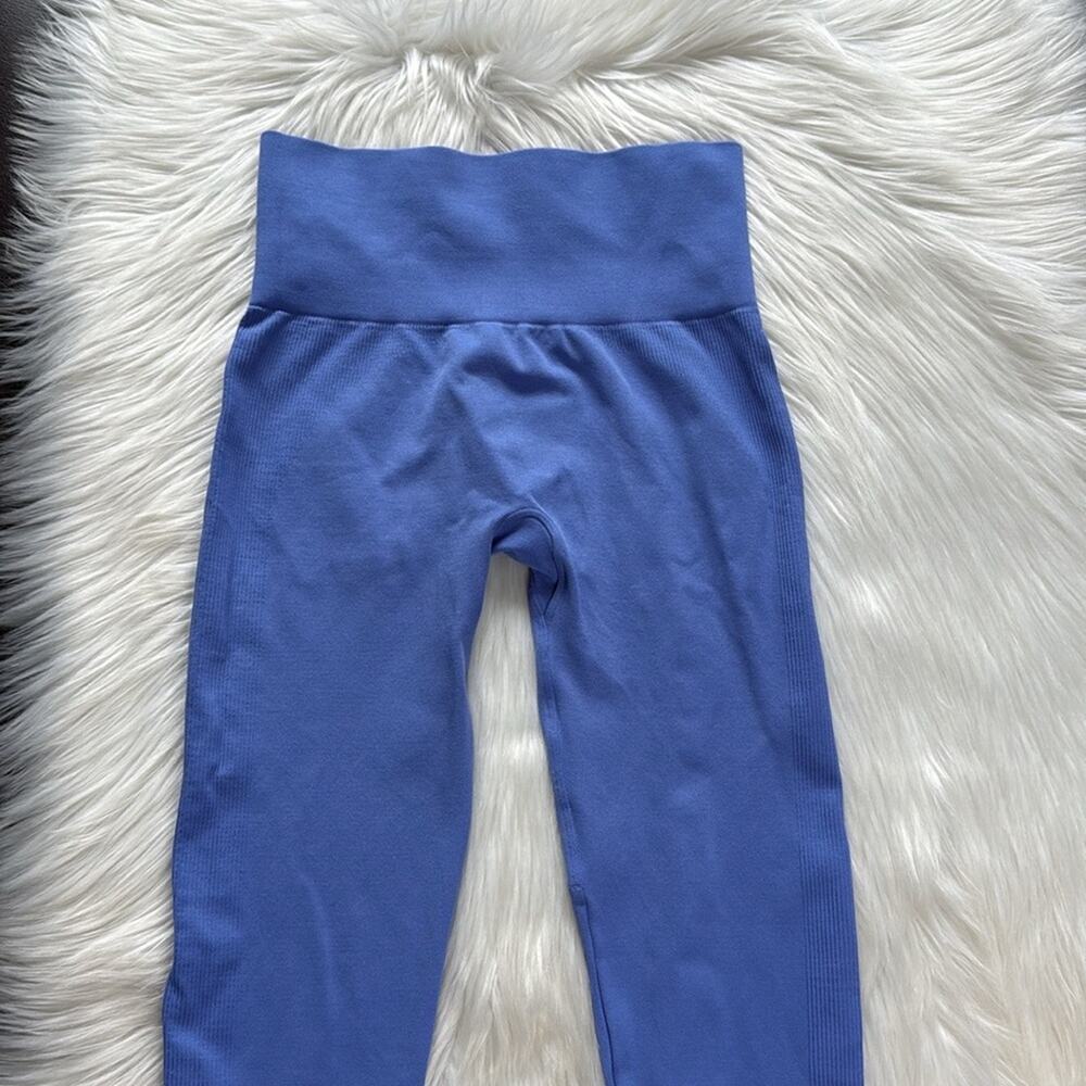 SET ACTIVE Blue Seamless Rib Leggings - Picture 2 of 4